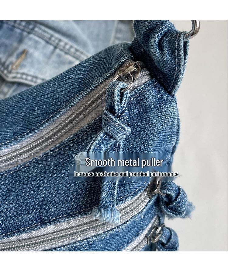 2025 Women's Harajuku Style Denim Canvas Crossbody Bag - Large Capacity, Simple Design