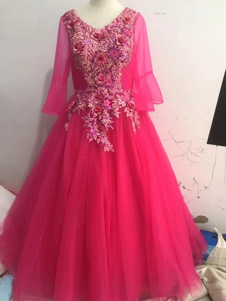 Color Yarn 1011 New Host Long Evening Dress Female Performance Student Vocal Solo Art Test Costume Fluffy Skirt