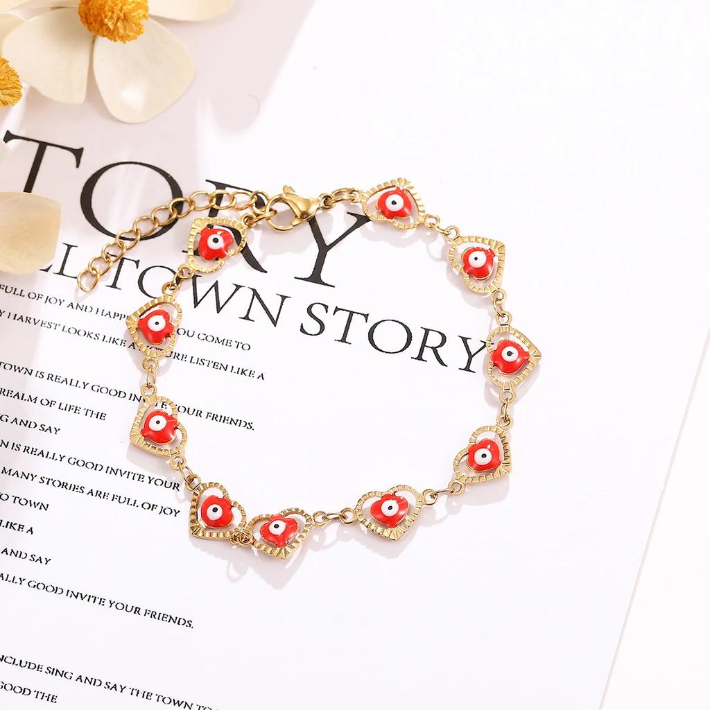 Fashion Stainless Steel Bracelet Loving Evil Eye Enamel Bead Jewelry Men and Women Devil Eye Bracelet Mexico Turkish Boho Gifts