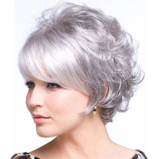 

Женский серый кудрявый парик для бабушки, синтетический парик, пушистый матовый wig