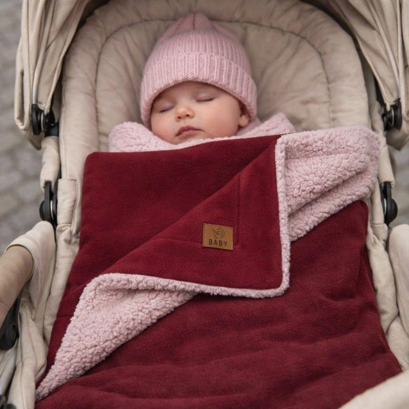 Warm Lambswool Baby Blanket for Stroller, Gondola, Thick Winter Burgundy