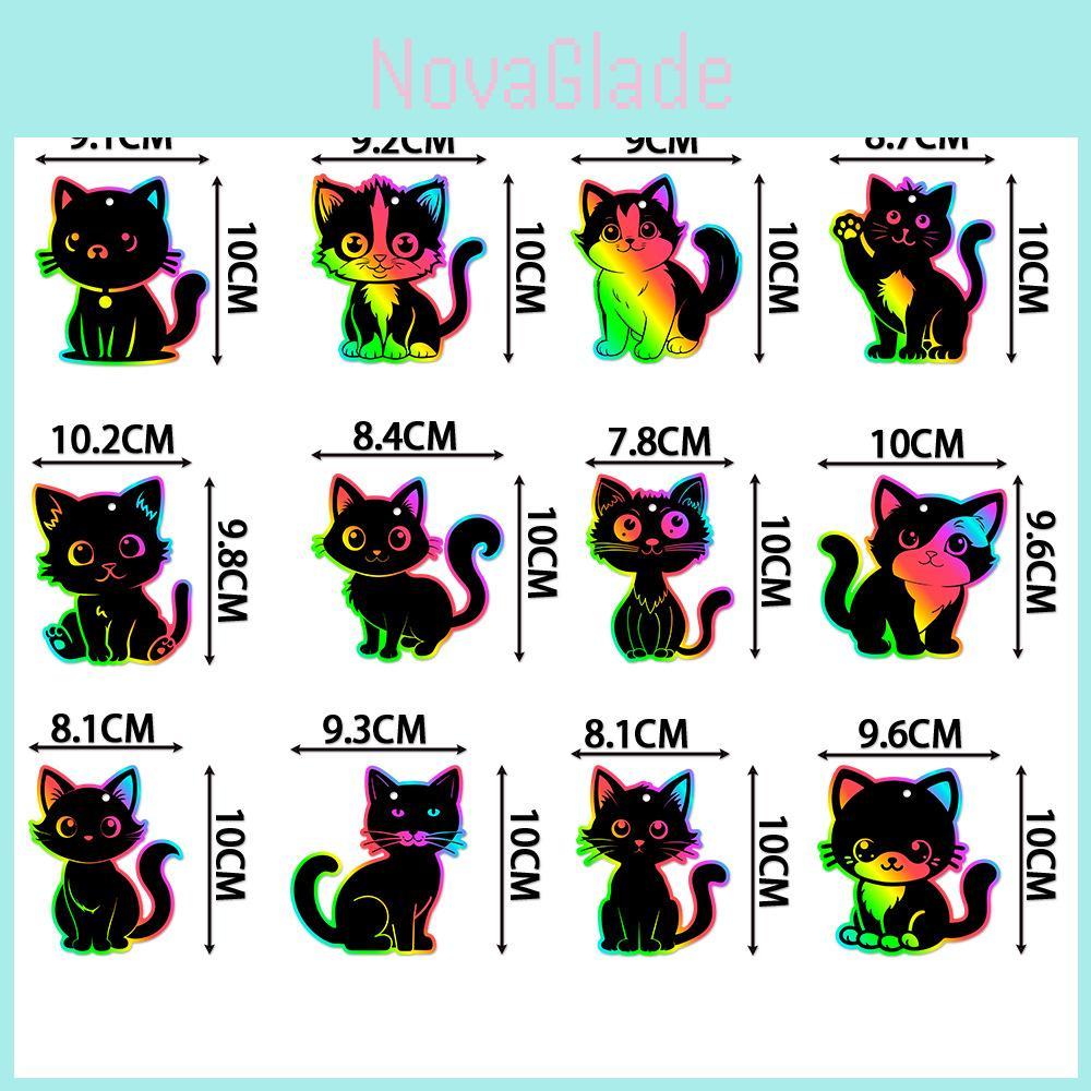 Cat Diy Scratch Card Party Decor With Colorful Hanging For Birthday Celebration And Kids Event