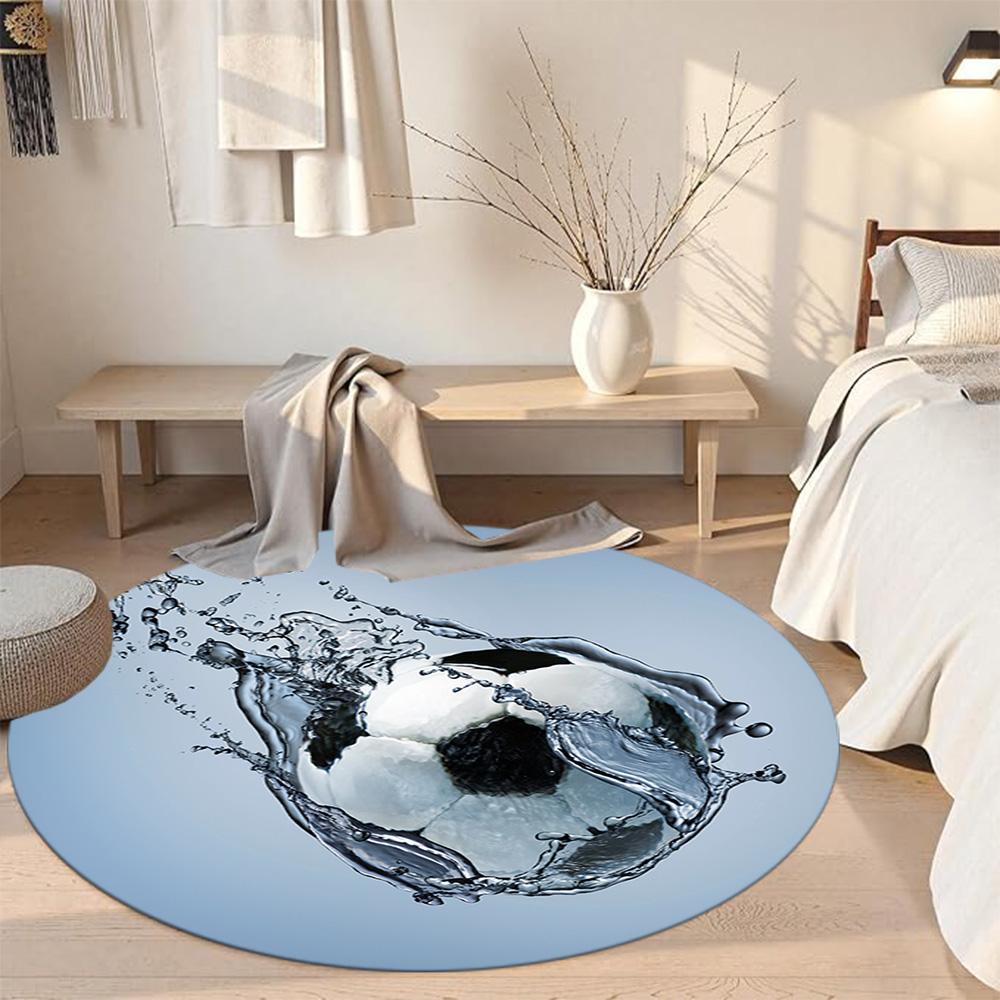 Tapis Rond Football Parfait pour Entrée Chambres Balcon Dortoir Tapis Rond Antidérapant Bureau Décoration Maison Cadeau Spirituel