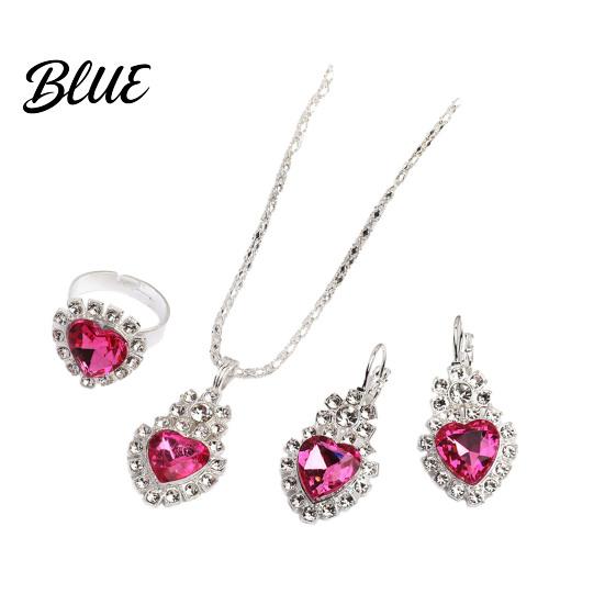 Trendy Jewelry Set Heart for Women Shiny Rhinestone Unique Design