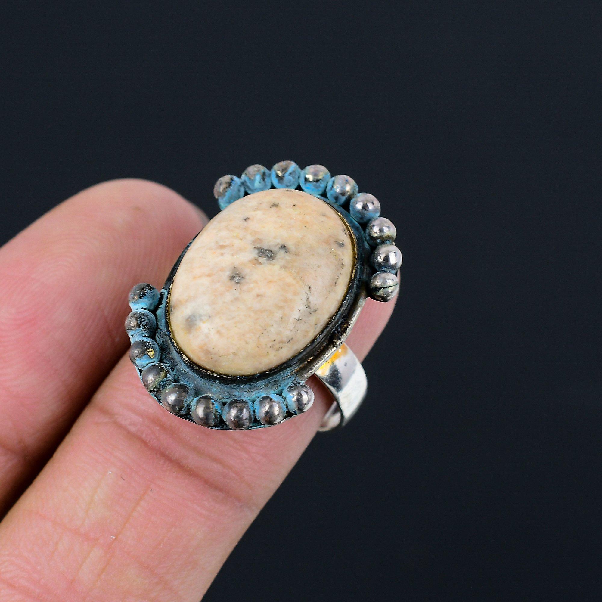 Oval Peanut Wood Jasper Stone New Solitaire Anniversary Ring 925 Sterling Silver 9