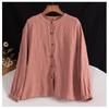 Spring Ethnic Style Vintage Cotton Linen Casual Shirt Women O-neck Loose Fashion Buttons Blouse Female Long Sleeve Blusa