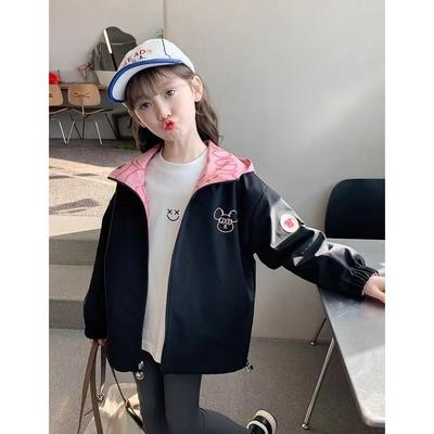 2025 Girls' Reversible Spring & Autumn Windbreaker - Fashionable Casual Coat for Baby Girls