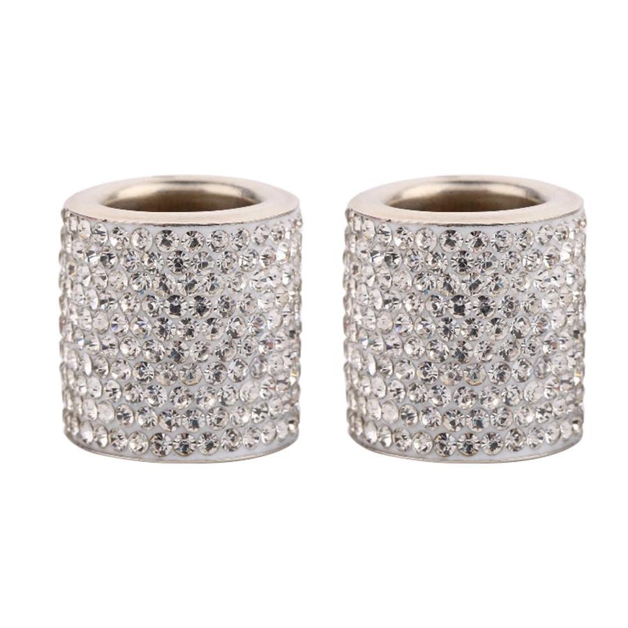4 X Silver Diamond Bling Crystal Car Headrest Collar Interior Decor Cylindrical