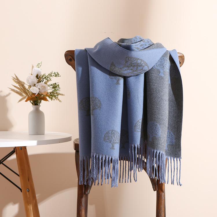 

2024 Осень и зима Новый утолщенный и удлиненный кашемировый шарф универсальный женский теплый шарф для защиты шеи двухсторонний шарф шаль 200*65cm