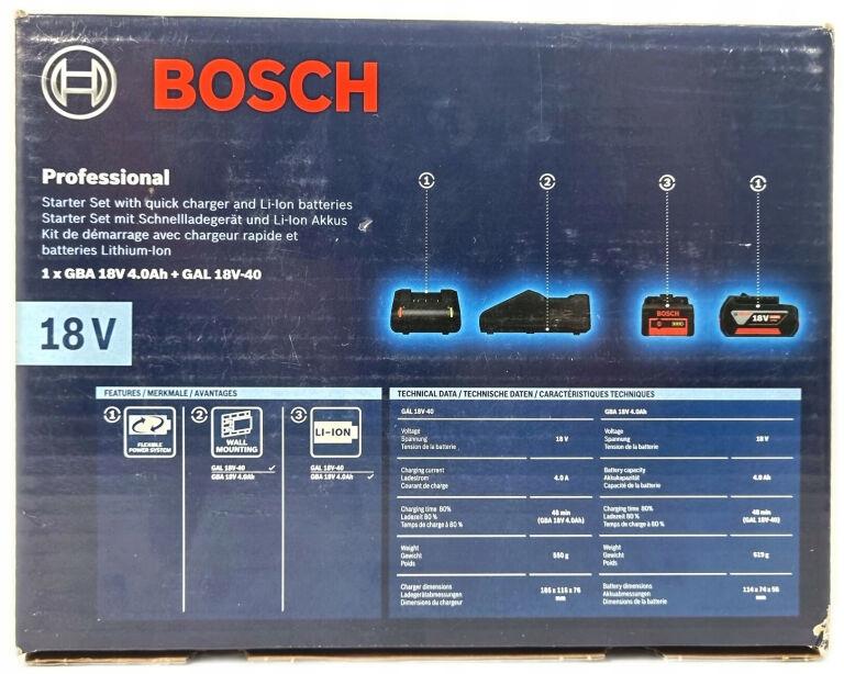 BOSCH BATTERY GBA 4.0AH + CHARGER GAL 18V-40
