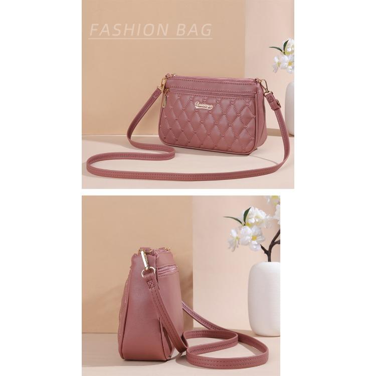 New large-capacity artificial leather embroidery thread shoulder messenger women's bag