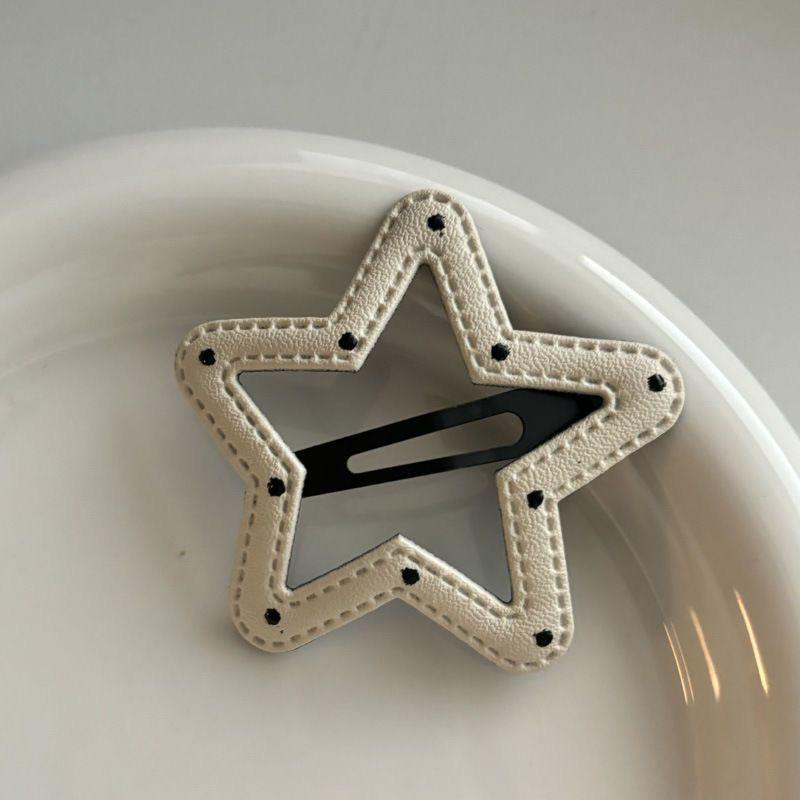 Polka Dot Leopard Print Leather Star Hair Clip - Cloud Cutout BB Clip for Side Bangs