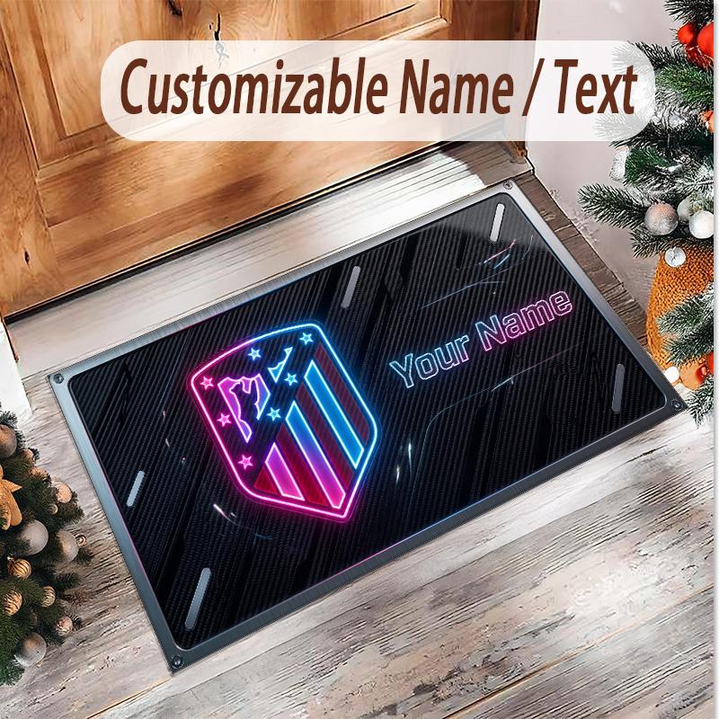 Personalized Crystal Velvet Carpet Atletico Madrid FC Pattern Non Slip Floor Rug