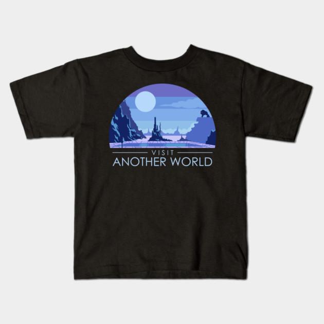 Boys Girls Soft Cotton Graphic Tees Visit Another World - Retro Video Game T-shirt Breathable Daily School Wear Kids T-Shirts