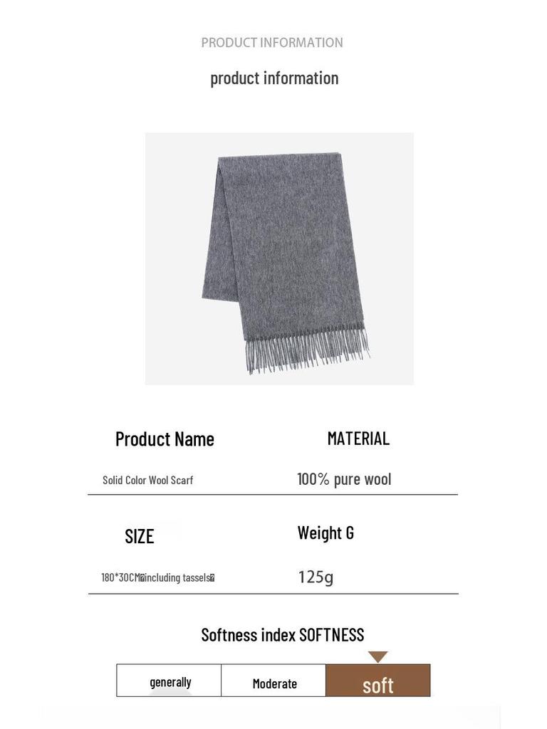 Korean Style 100% Wool Scarf: Women's Autumn/Winter Neck Warmer & Men's Shawl