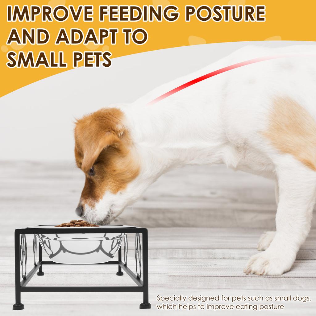Elevated Pet Feeder Bowl with Stand Stainless Steel Double Bowl Anti Tip Pet Dish Holder for Cat Dog Improve Feeding Posture