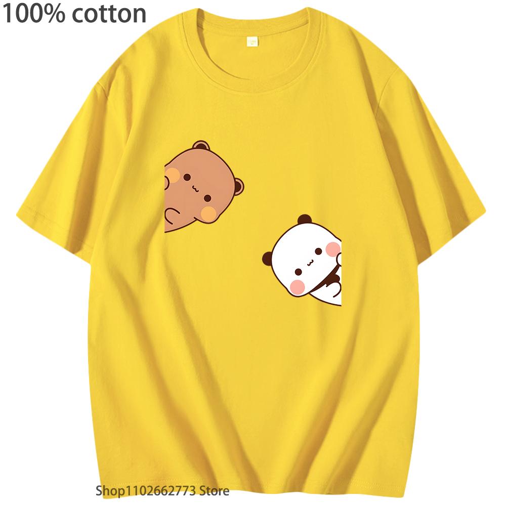 Bubu Dudu Shirt Couple Tops Cartoon Panda Bear Women Men Summer T-Shirts Kawaii Cotton Tshirt Korean Tees Harajuku