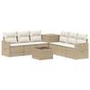 Sofa Set 8 Pcs Beige and Cream White Poly Rattan and Steel