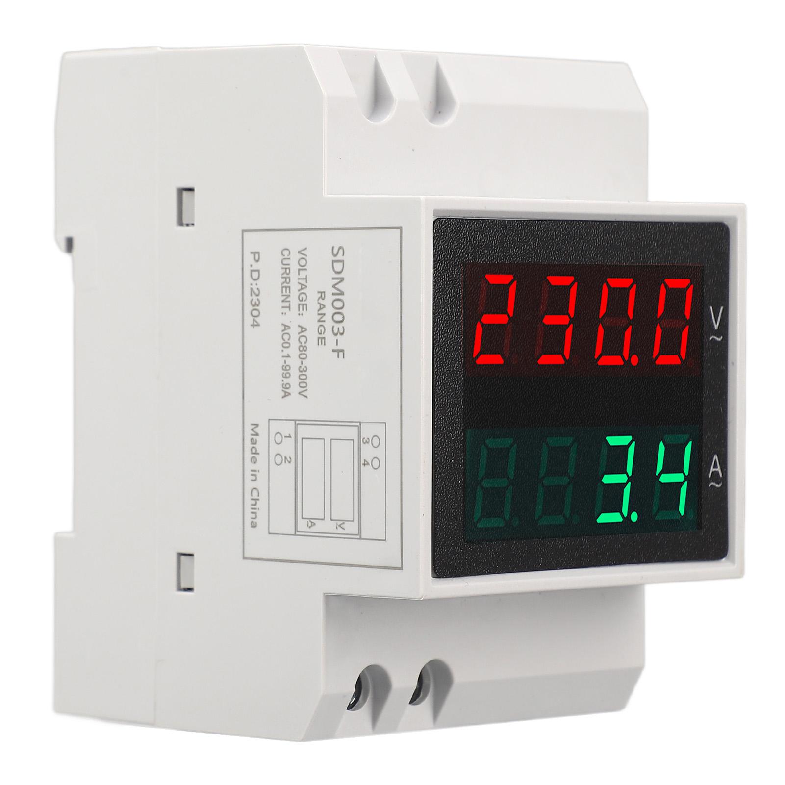 

Voltmeter Ammeter 4 Digit Display DIN Rail Mount Single Phase Voltage Current Meter 0.199.9A