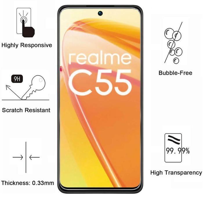 Verre Trempé pour Realme C55 4G [Pack 2] Film Vitre Protection Ecran Phonillico®