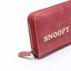 Snoopy Dam Lång Plånbok med Blixtlås Runt Hela Designen, Populär Karaktär Snoopy med Broderad Krona (Gul)
