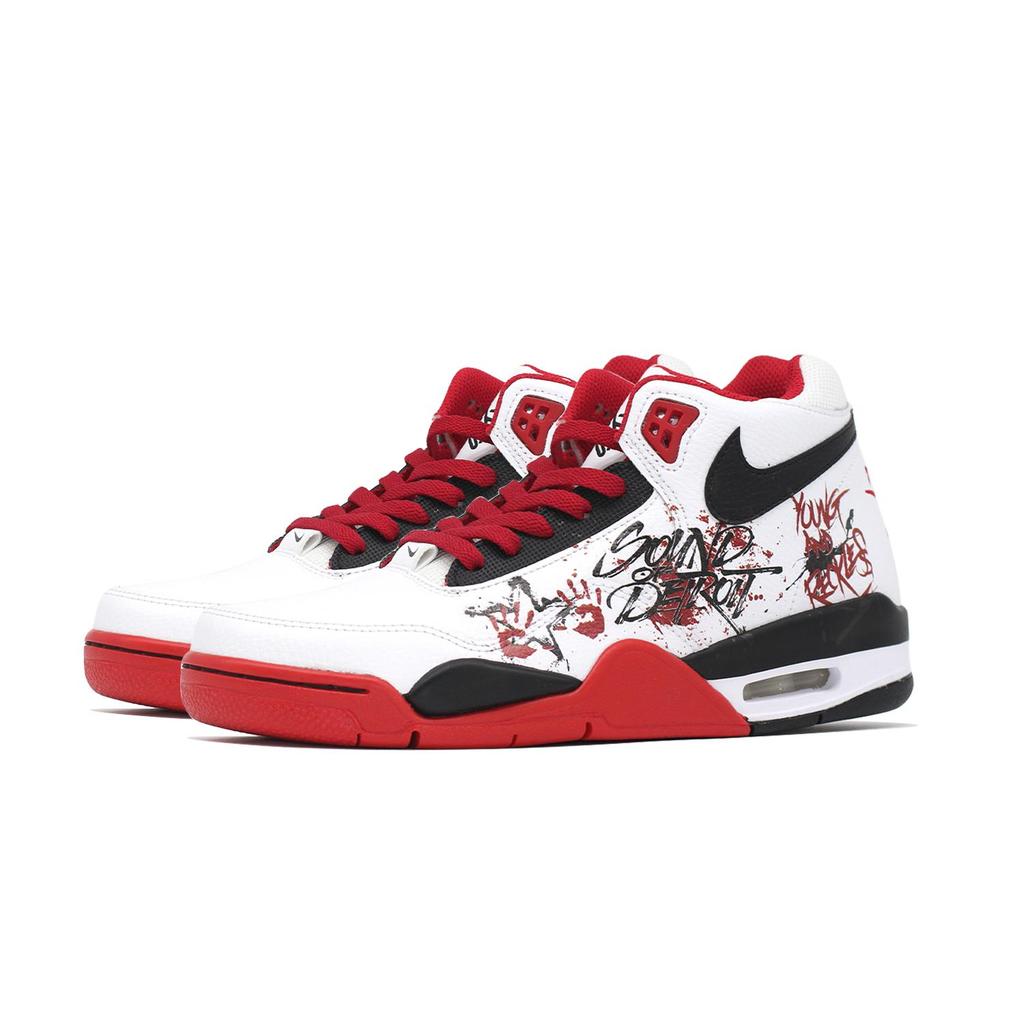 Nike Flight Legacy Vintage Basketball Shoes Unisex Mid top White/Red/Black BQ4212-100(Team140-)