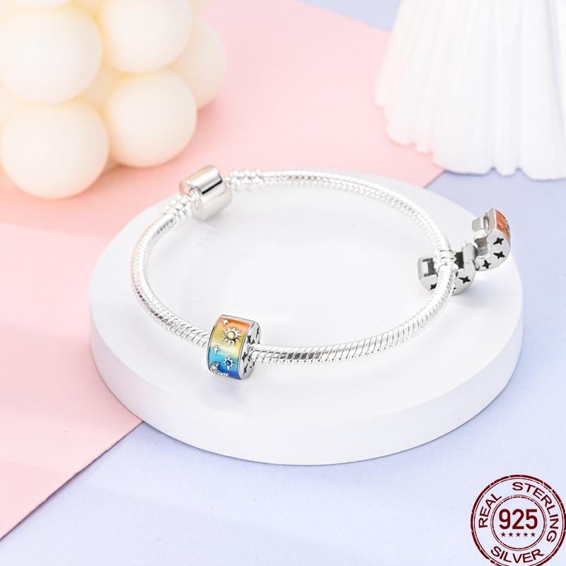 Colorful Zircon Copper Round Bead Silve Shiny Zircon Beads Suitable Fit Pan Original Bracelet Diy Jewelry Gift