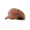 Spring and Autumn Winter Hat Women's Niche Solid Color Cap Big Head Circumference Octagonal Hat Retro Newsboy Hat New