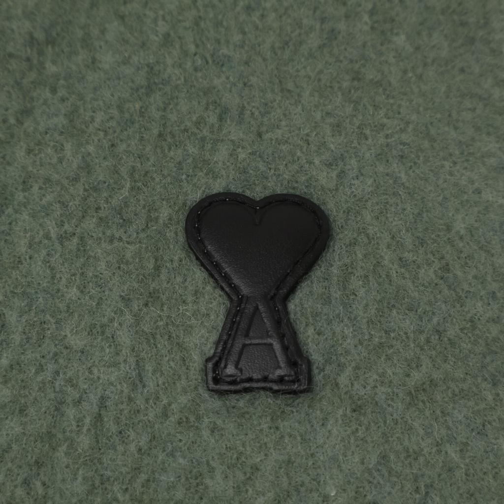 AMIalexandremattiussi USF421.AW0059 Leather Logo Patch Fringe Scarf greenUsed