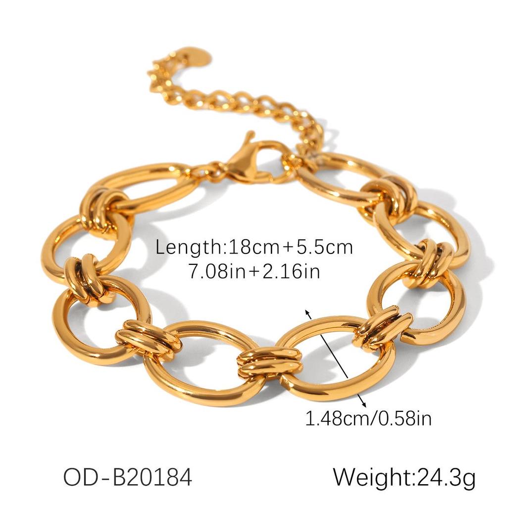 Pozłacany 18k Zestaw Bransolet ze Stali Nierdzewnej w Stylu Retro dla Kobiet - Biżuteria Ręczna w Stylu Light Luxury
