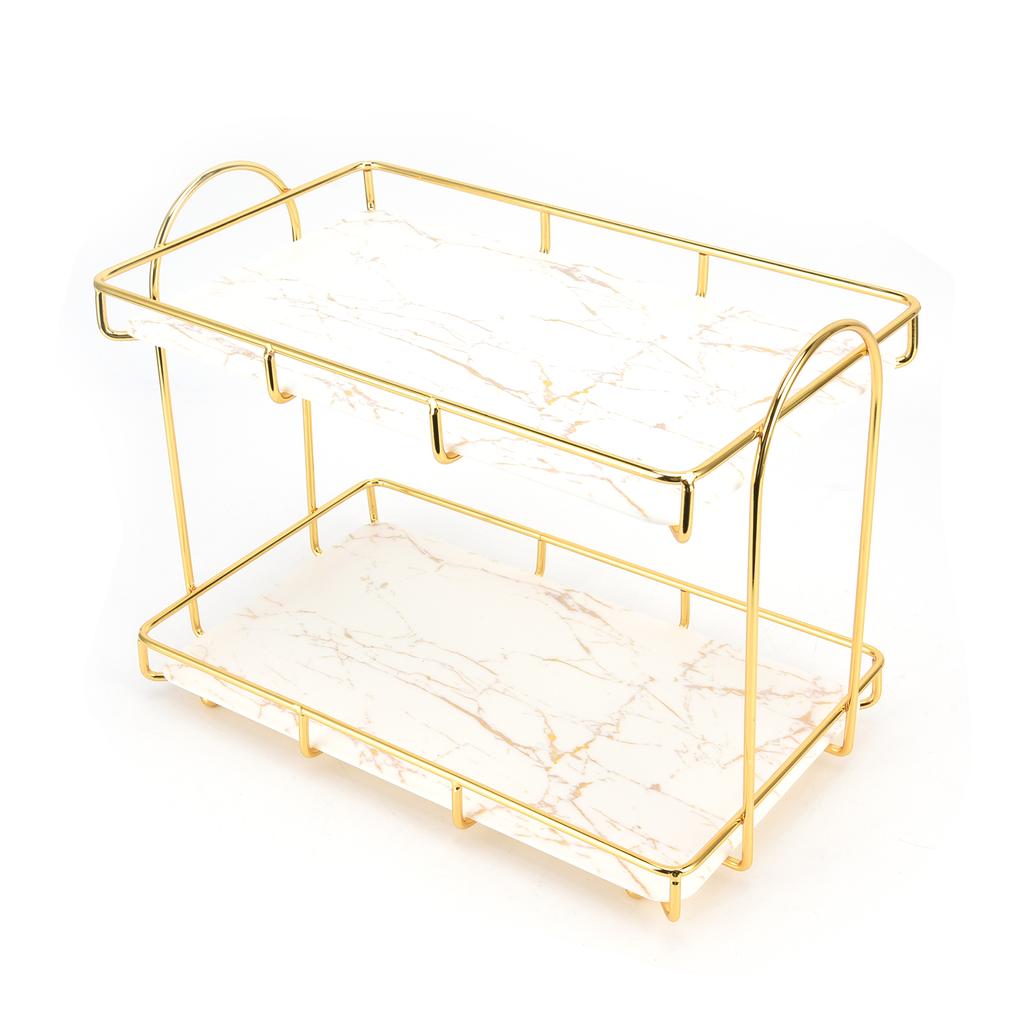 Bathroom Countertop Rack Large Capacity 2 Tiers Gold Bathroom Countertop Rack for Home Hotel