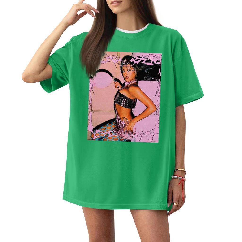 Women's Casual Printed T-Shirt Round Neck Pullover Short Sleeve Top