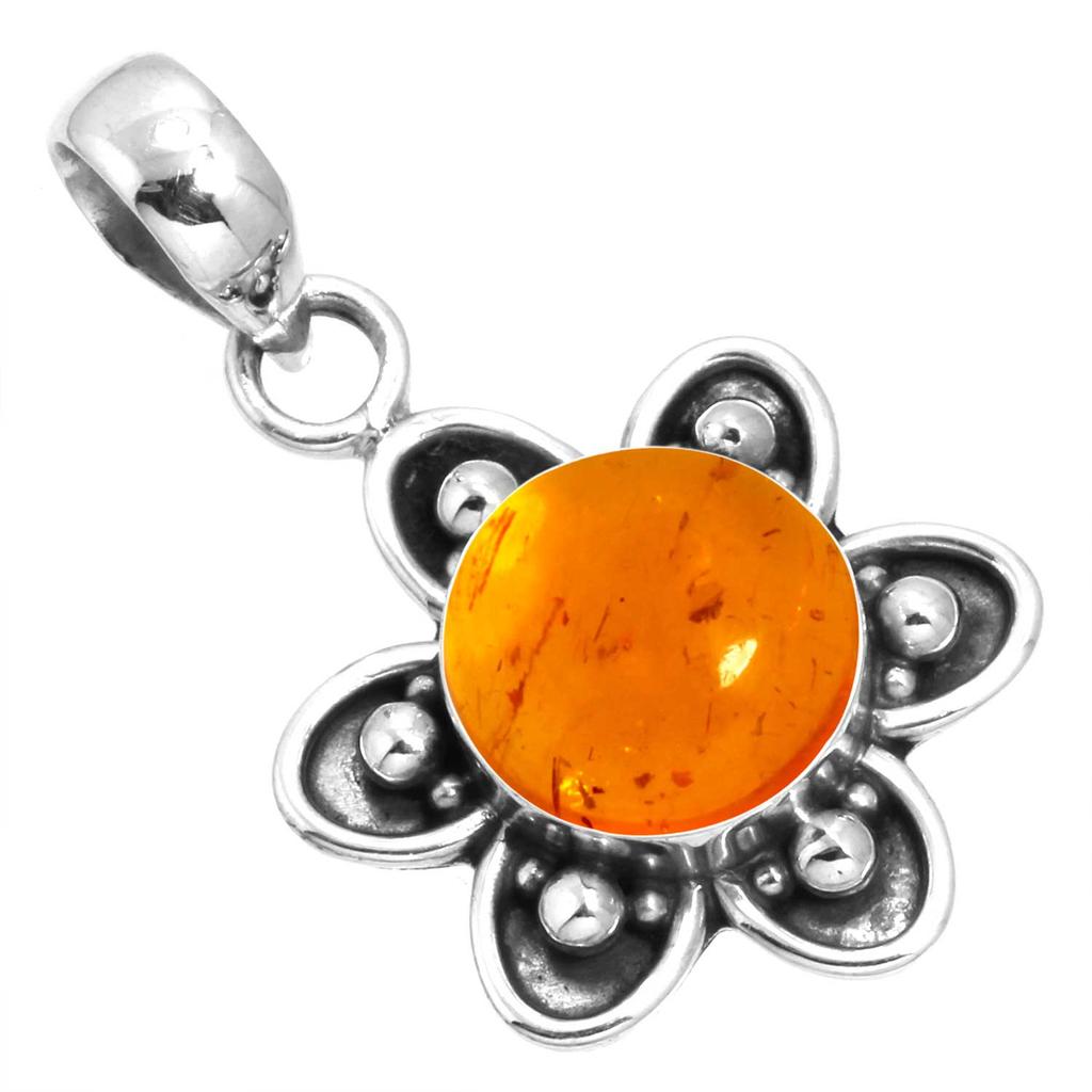 925 Sterling Silver Pendant Women Gemstone Handmade Jewelry Mothers' Day Gift Amber Amethyst Black Onyx Carnelian Garnet Quartz Green Onyx Gold Stone