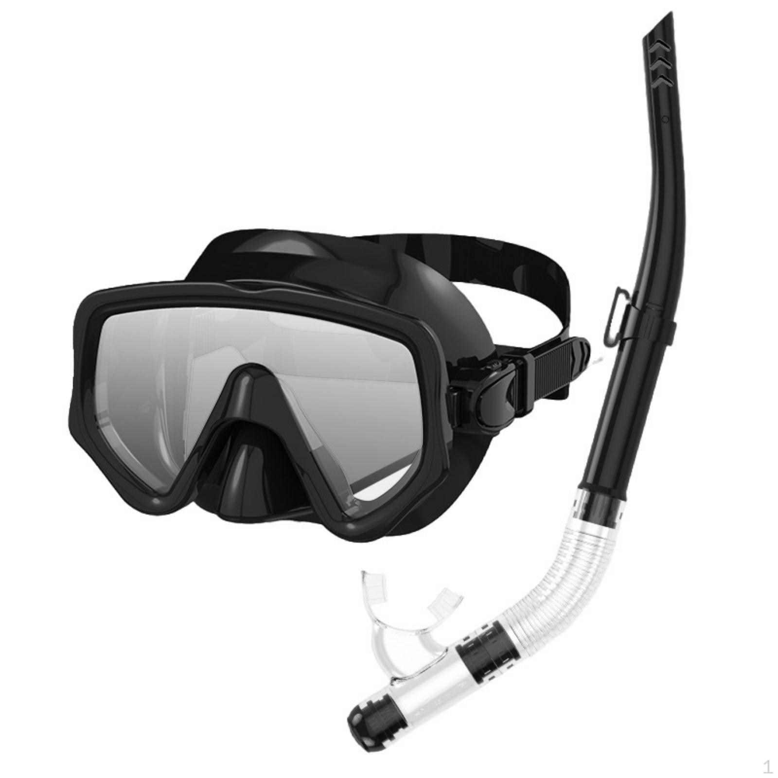 Semi Dry Snorkel Facepiece Crystal Clear Adult Swim with Easy Breathing Water Black 701 Goggles-snorkel