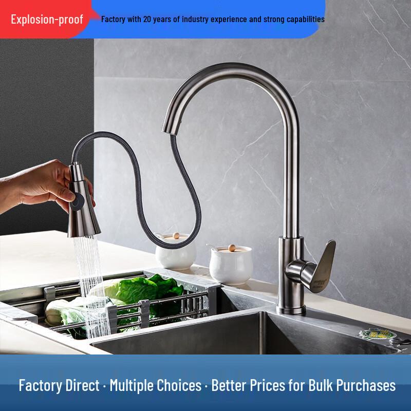 Stainless Steel Pull-Out Kitchen Faucet