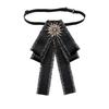 Vintage Ribbon Bowtie Brooch Pin for Women Wedding Pretied Necktie Clip Crystal Rhinestones Bowknot Shirt Jabot Collar