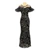Rose-Shaped Sequin Slim-Fit Fishtail Evening Gown, Long Dress with Off-Shoulder Ruffles, Luxurious African and European Women's Long Dress