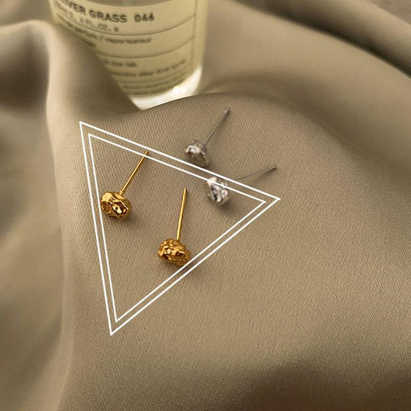 Wind Irregular Tin Foil Texture Stud Earrings Temperament Versatile Women's Earrings Creative Design Sense Niche Earrings