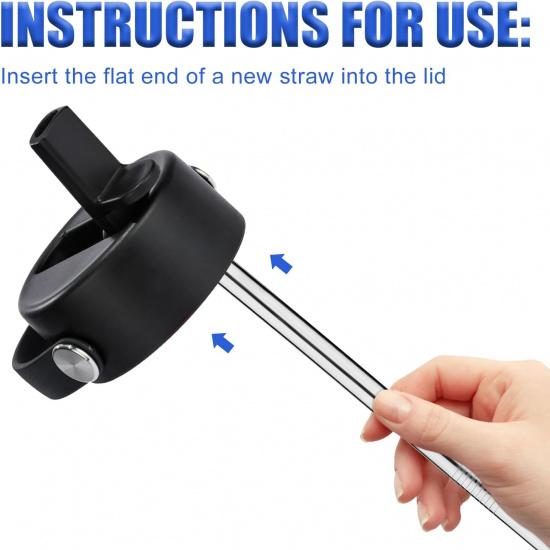 4pcs Metal Straw Replacement for Hydro Flask 32oz Wide Flex Straw Cap Bottle, Stainless Steel Cup Straws with 2pcs Brushes Parts Accessories