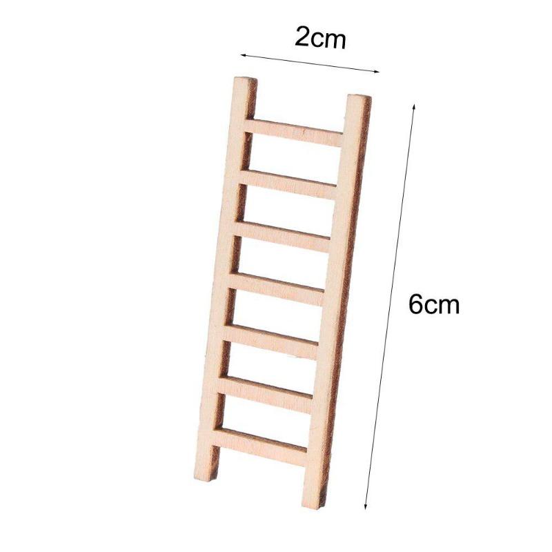 50pcs DIY Mini Wooden Step Ladder Miniature Handcraft Micro Landscape Ornament Fairy Home Decoration Garden Supplies
