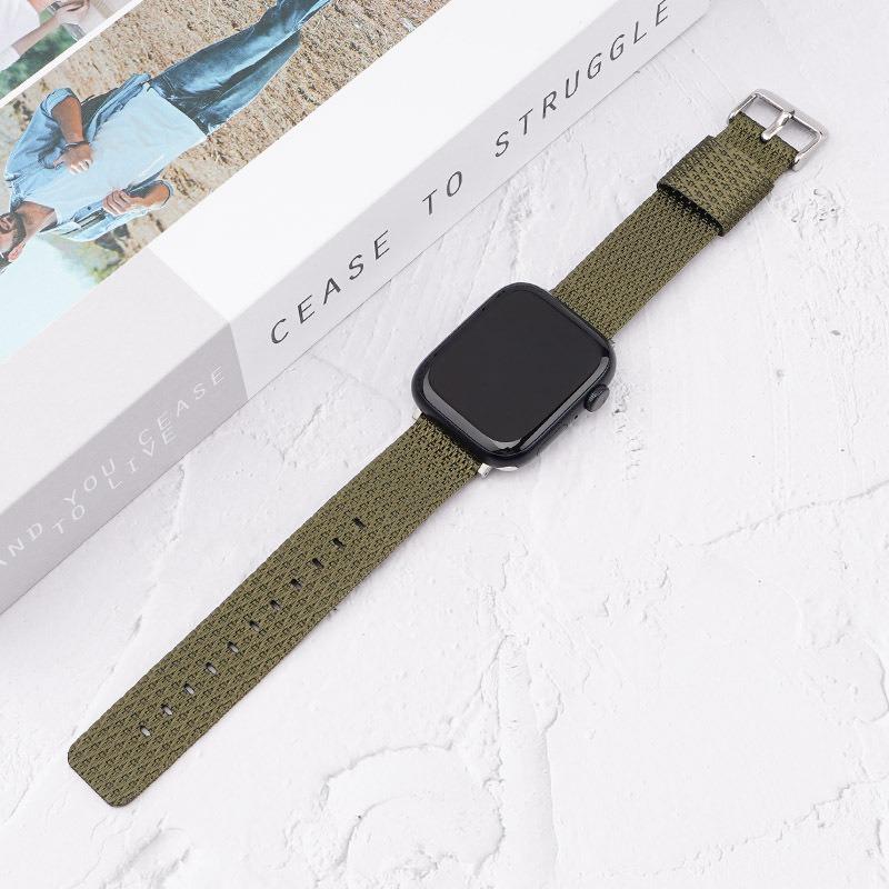 Watch Band For Apple Watch Series 10 42mm/9 8 7 41mm/6 5 4 SE (2023) SE (2022) SE 40mm/3 2 1 38mm Grids Texture Nylon Strap