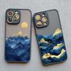 Gold And Blue Mountains Phone Case For iPhone 16 15 14 Pro Max Plus 13 12 Mini 11 Pro Max 7 8 Plus SE2 XR XS X Shockproof Covers
