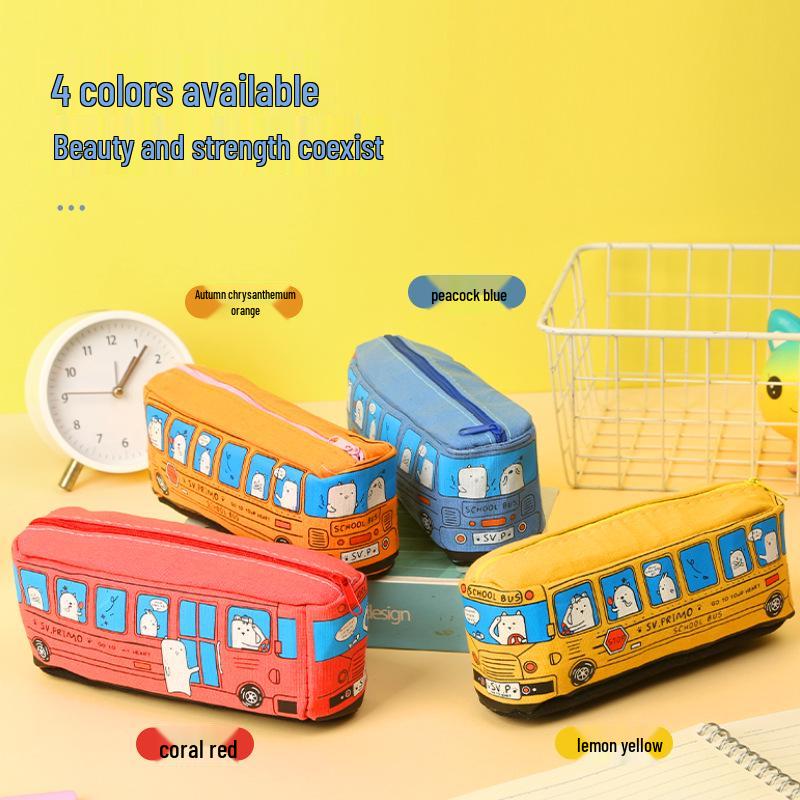 Kreslený autobus Velkokapacitní pouzdro na tužky - Školní pouzdro na psací potřeby
