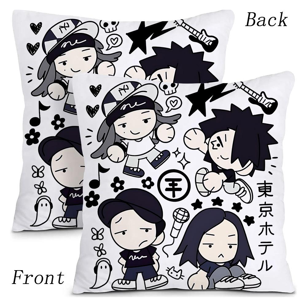 Hot Rock Band Tokios Hotels Pillow Covers Cartoon Sofa Decorative Home Double-Sided Printing Short Plush Cute Cushion Cover