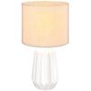 Table Lamp With Ceramic Base And Linen Lampshade Bedside Lamp With Switch E27 Socket White And Beige