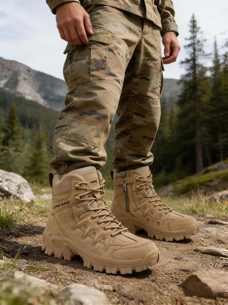 Bottes de Combat Tactiques d'Extérieur Hautes pour Hommes, Grandes Tailles