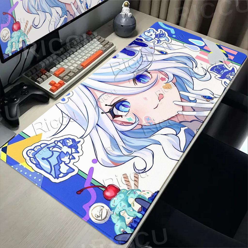 New Pretty Genshin Impact Furina Pattern Anime Mouse Pads Game Office Nonslip Desk Mats Mechanical Keyboard Laptop Rubber Carpet
