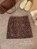 2024 European Leopard Print A-line Midi Skirt - High Waist, Slimming, Petite, Autumn Winter Style