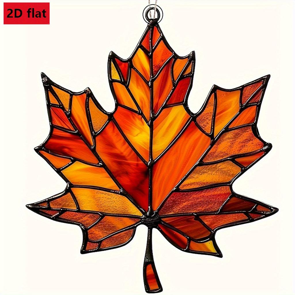 2D Flat,Thanksgiving Acrylic Maple Leaf Light Catcher, Classic Autumn Celebration Home & Door Decor,Christmas & New Year Gifts