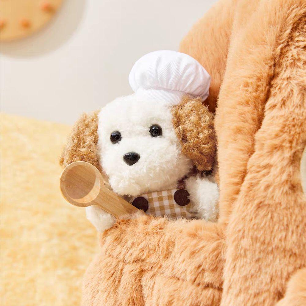 Fluffy Chef Style Dog Plush Keyrings Soft Stuffed Animals Backpack Keyrings Hanging Accessory